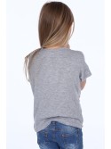 Tricou cu aplicatie denim, gri deschis NDZ86440 - Magazin online - Boutique